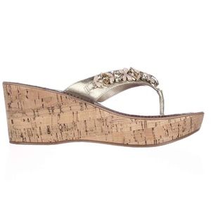 Sam Edelman | Randi Jeweled Cork Wedge Thong Flip-Flop Sandals